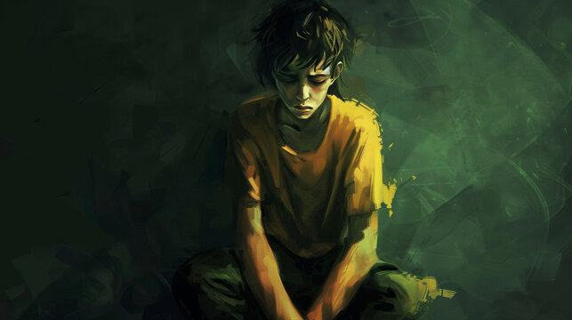 portrait of a young depressive and sad boy 