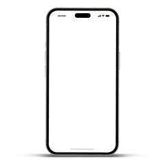 3D realistic high quality smartphone mockup with isolated background. Smart phone mockup collection. Device front view. 3D mobile phone with shadow on white background.