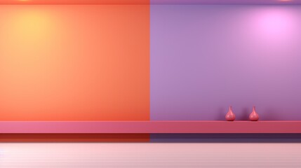 Minimalist 3d render of a colorful empty room background
