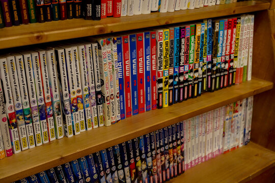 collections of popular japanese comics , mangas and anime , Paris France 6 june 2023