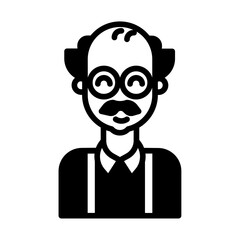 Grandfather, Old man glyph and line vector illustration