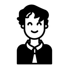 Boy avatar glyph and line vector illustration