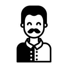 Man, male avatar glyph and line vector illustration