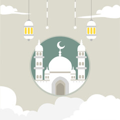 vector illustration of a mosque with a Ramadan background