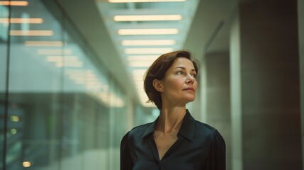 Obraz premium Confident Senior Businesswoman in modern corporate office setting.