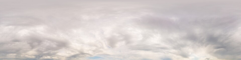 Dramatic overcast sky panorama with dark gloomy rainy clouds. HDR 360 seamless spherical panorama....
