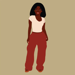 Beautiful black woman in elegant art style vector