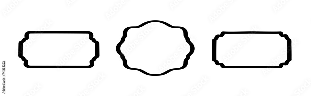 Poster doodle hand-drawn curve edge frames. set of the vector text boxes isolated on a transparent backgrou