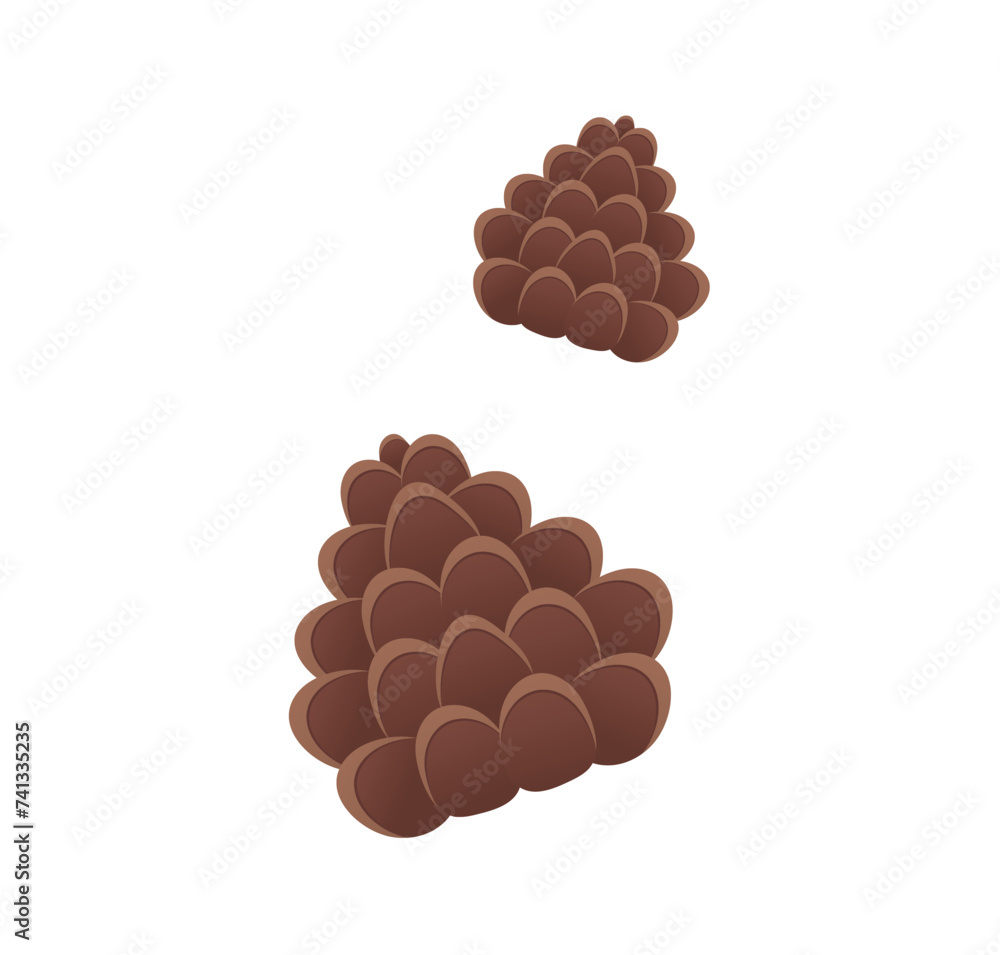 Poster autumn attribute of colorful set. this artwork portrays a cones in a captivating cartoon design, sym