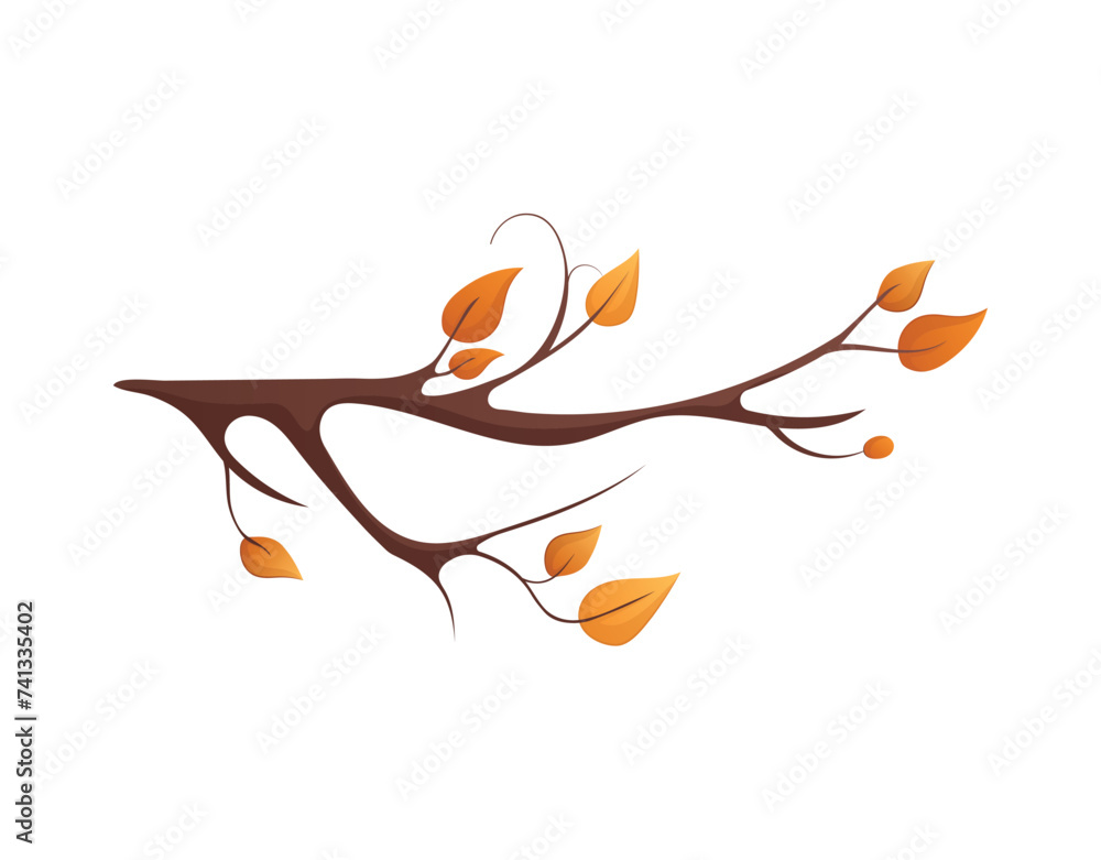 Poster autumn attribute of colorful set. this branch adorned with orange leaves create a charming nature-in