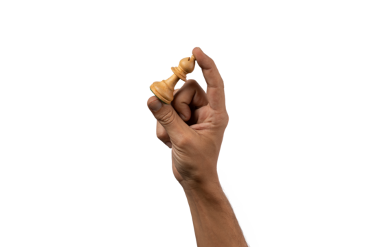 Male hand holding a wooden chess figure, worker concept. working class.