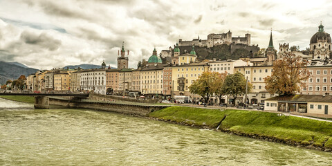 City View, Historic Centre City of Salzburg, Salzach River, Salzburg, UNESCO World Heritage Site,...