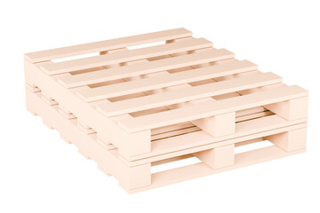 Wooden pallet icon. storage, transportation, cargo, freight, shipping concept. logistic and Warehouse concept. Cartoon Wooden pallet. Isolated on transparent yellow background. 3d render illustration.