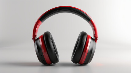 Black and red modern headphones, the concept of relaxing while listening 