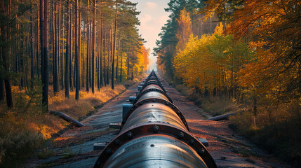 Gas pipeline in the forest 