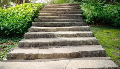 Close-up of stone steps in the park - Powered by Adobe