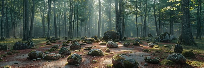 A Magical Celtic Grove With Ancient Stones, Background Image, Background For Banner, HD