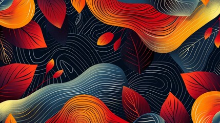 Fototapeta premium Autumn leaves seamless pattern Ai Generative
