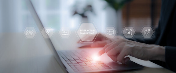 Interactive marketing concept. Customer engagement strategy through digital channels to create a...