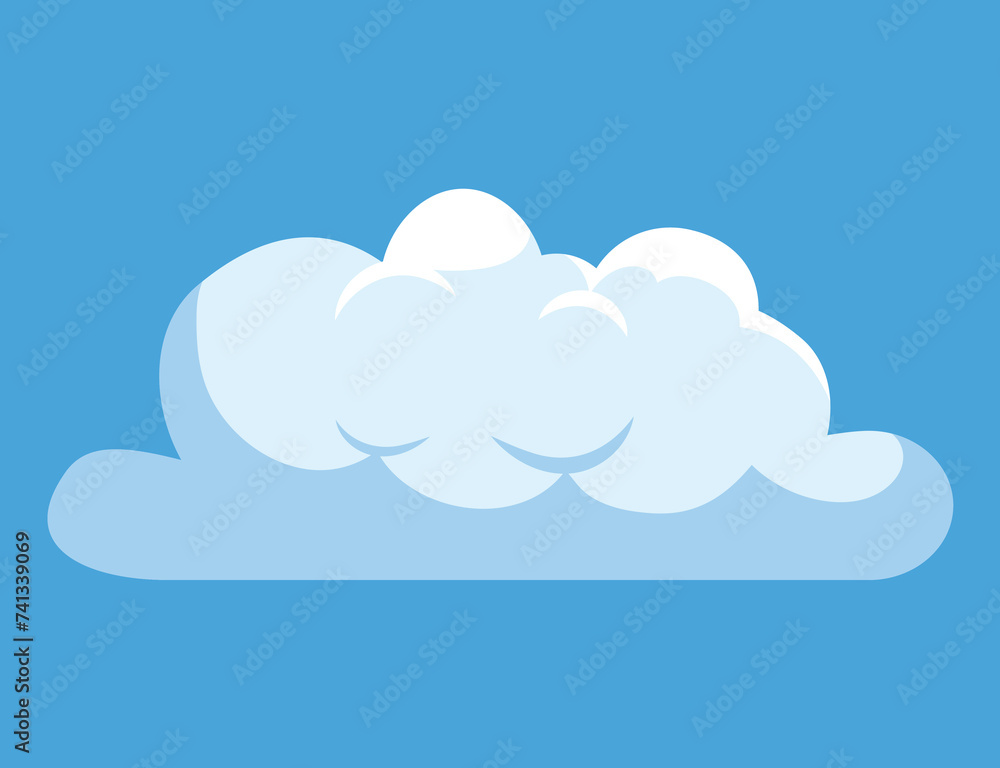 Poster white cloud of colorful set. this illustration transforms a simple cloud into a delightful character
