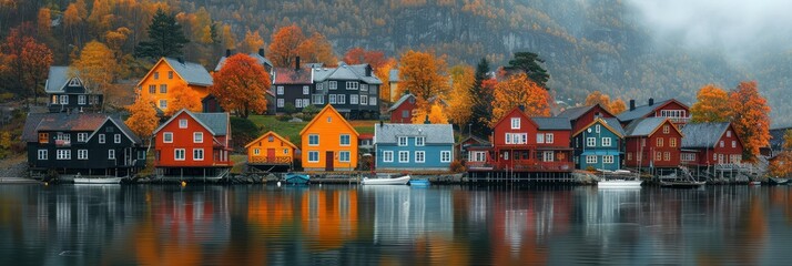A Scenic Norwegian Coastal Village, Background Image, Background For Banner, HD
