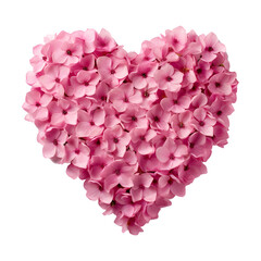 Fototapeta premium Pink Floral Heart Shape Arrangement Isolated on White Background
