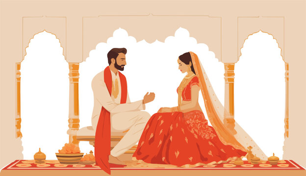 Indian wedding vector flat minimalistic isolated illustration - Powered by Adobe