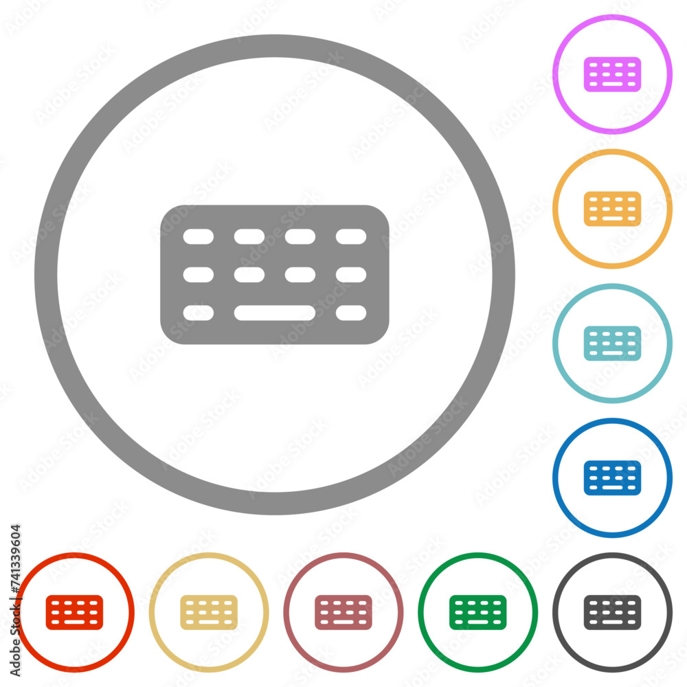 Poster computer keyboard flat icons with outlines