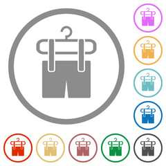 Shorts on the clothes dryer flat icons with outlines