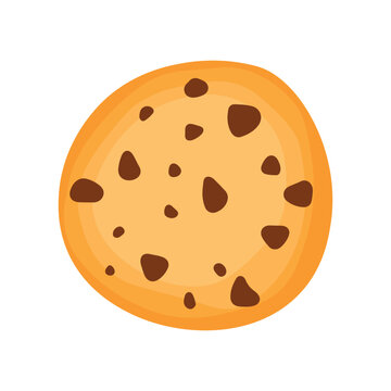 Cookie with Choco Chips Food Bakery in Flat Icon Vector Illustration