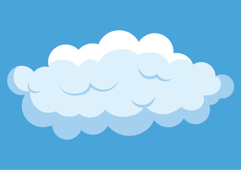 White cloud of colorful set. This illustration masterfully combines intricate details and whimsical design to portray a cheerful cloud floating in a clear blue sky. Vector illustration.
