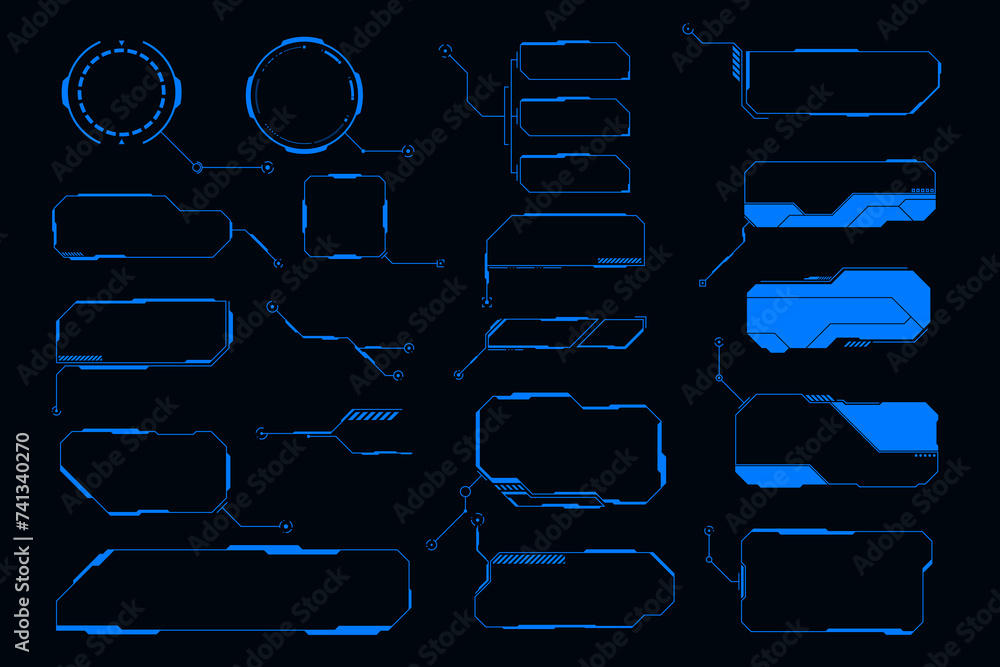Poster vector set technology futuristic frame design element.