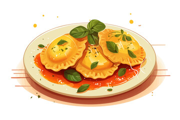 italian ravioli isolated vector style illustratio