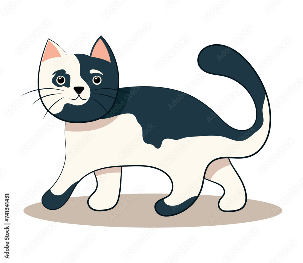 Poster cartoon cat of set. this illustration features a funny cat in a dynamic and colorful design, creatin