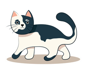 Cartoon cat of set. This illustration features a funny cat in a dynamic and colorful design, creating a visually appealing contrast against the white backdrop. Vector illustration.