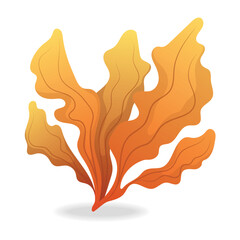 Algae of colorful set. The illustration showcases yellow seaweed in a charming cartoon design against a pristine white background. Vector illustration.