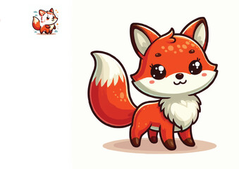 Obraz premium cute fox cartoon vector on white background 