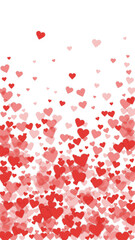 Red hearts scattered on white background.