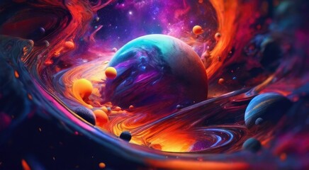 Galactic Odyssey: Radiant Supernova Explosion Sets the Cosmos Ablaze in an Abstract Journey of Colors
