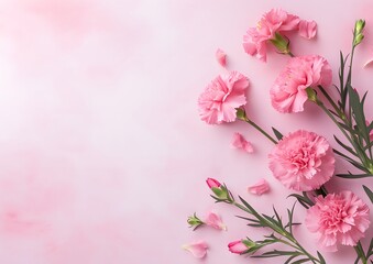 Bunch of Pink Carnations on Pink Background