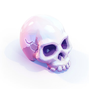 isometric 3D icon, skull , white background