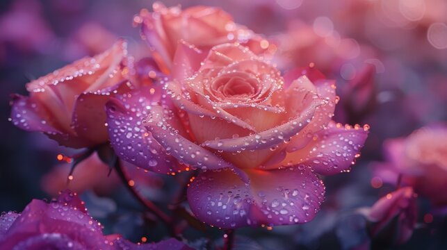 dew-kissed roses at dawn