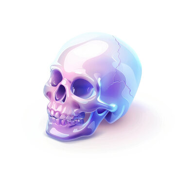 isometric 3D icon, skull , white background