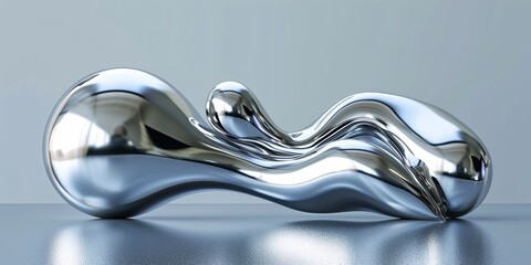 Glossy 3D fluid forms. Puffed metallic items. Lifelike graphic components collection.