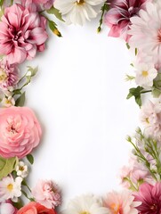 Group of Flowers on Pink Background