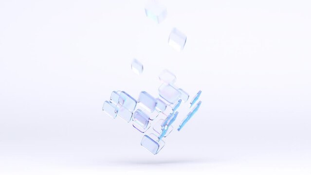 Abstract 3d render, rotating geometric composition, 4k seamless looped video