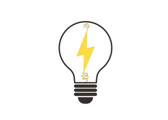 Lightbulb light electricity. Light bulb and lightning bolt logo template.