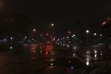 Fototapeta na wymiar Rainy night in a city of Bilbao