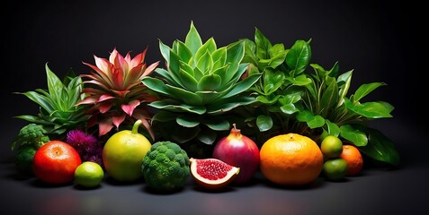 Vibrant fruit ,flowers bloom in a lush garden, isolate on background