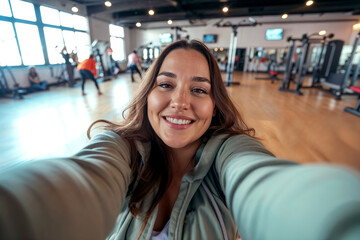 Woman Taking a Selfie in a Gym Generative AI